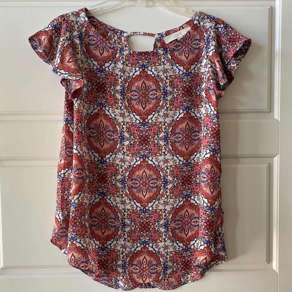 Loft Petite Flutter Sleeve Blouse